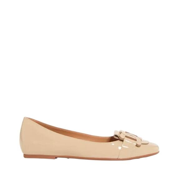 Tod’s NIB Kate Patent Leather Ballet Flats in Natural Size 38.5